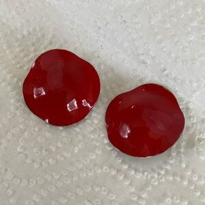 Vintage 1980's Red Metal Earrings